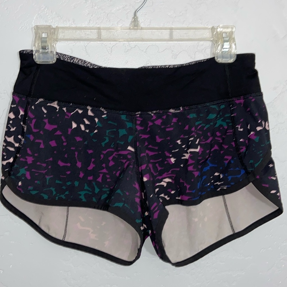 LULULEMON Run Speed Short 4-way Stretch Shadow Wrap Multi Black Active Size 4